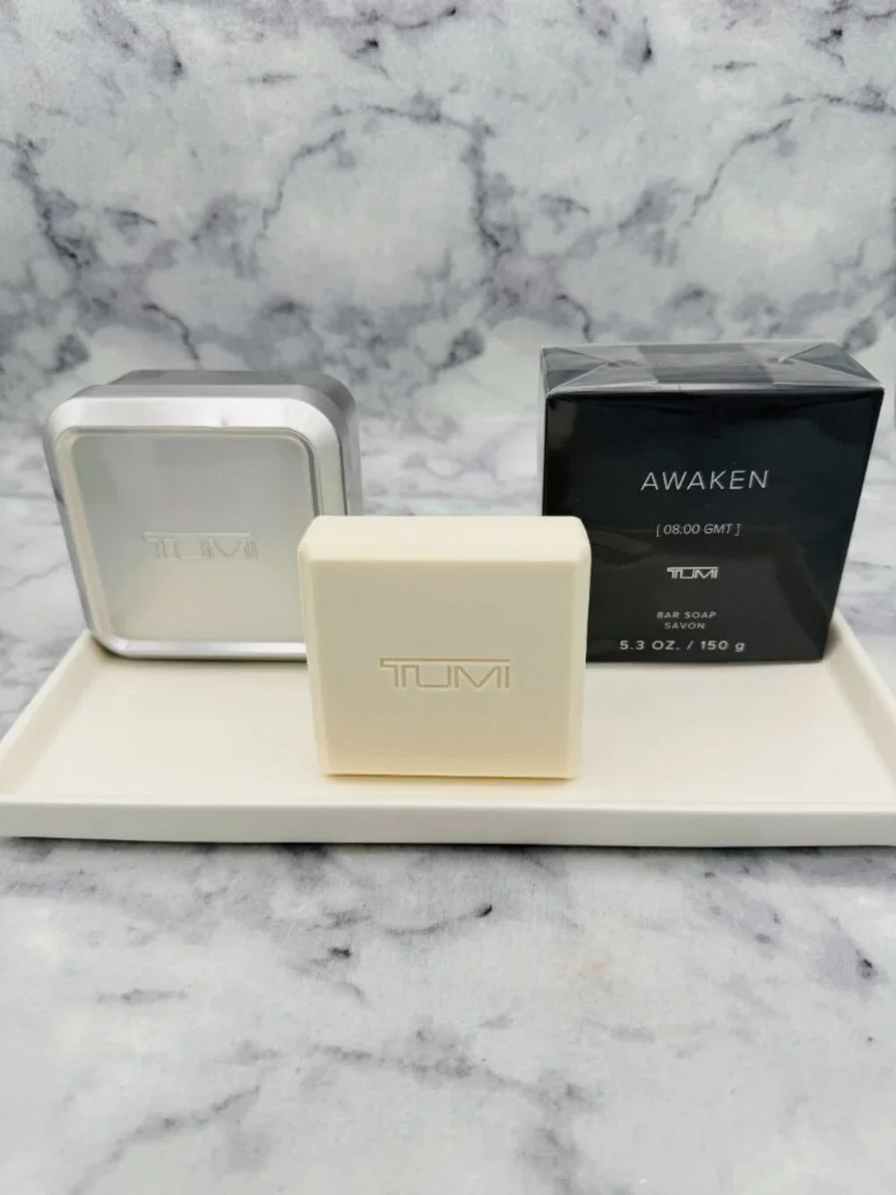 TUMI Skincare,Awaken 08:00 GMT Bar Soap in Aluminum Case-Full 150g,5.3oz-BOX-NEW